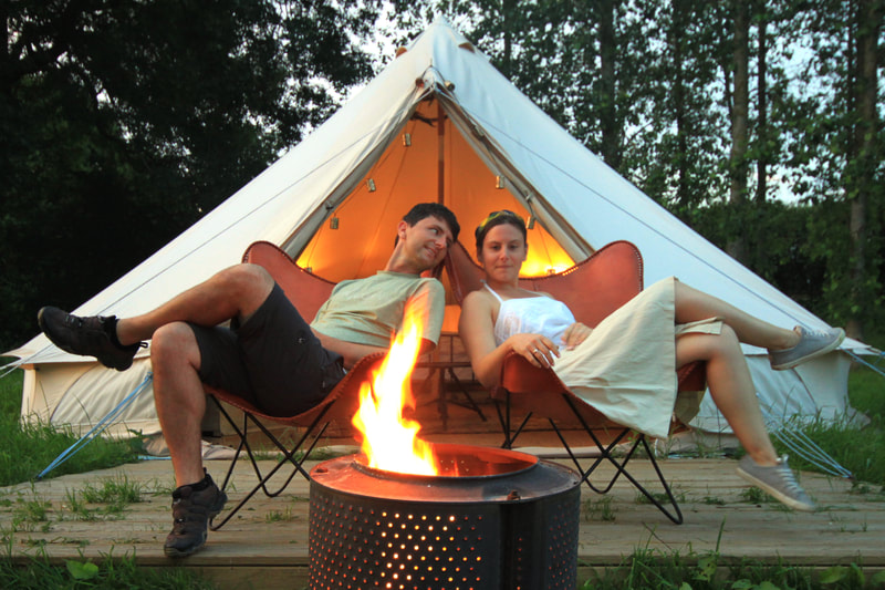 glamping fire pit camping luxury too posh to pitch