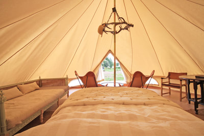 luxury glampingbell tent interior antler candelabra
